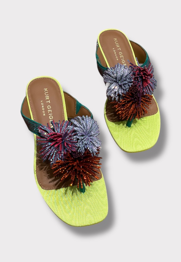 KLAPKI POM POM T-BAR CYTRYNOWE