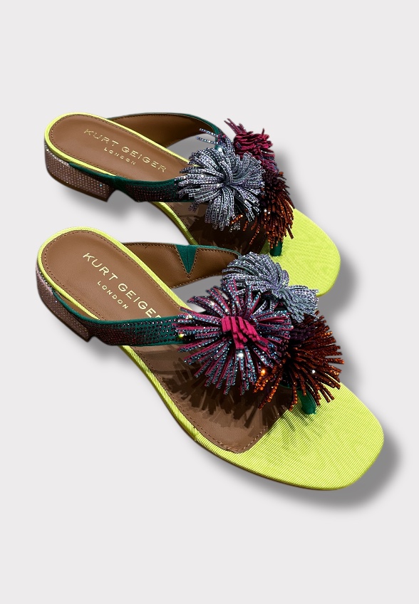 KLAPKI POM POM T-BAR CYTRYNOWE