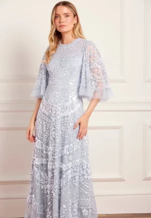 SUKIENKA ANAIS SEQUIN GOWN SREBRZYSTY BŁĘKIT