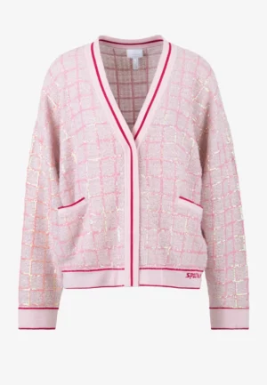 KARDIGAN Z PRZĘDZY LUREKSOWEJ RÓŻOWY