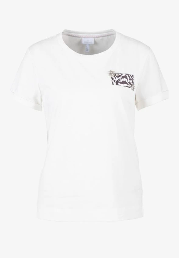 T-SHIRT Z NASZYWKĄ BIAŁY