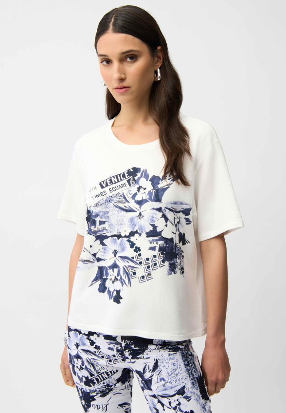 T-SHIRT Z NADRUKIEM I KRYSZTAŁKAMI BIAŁY