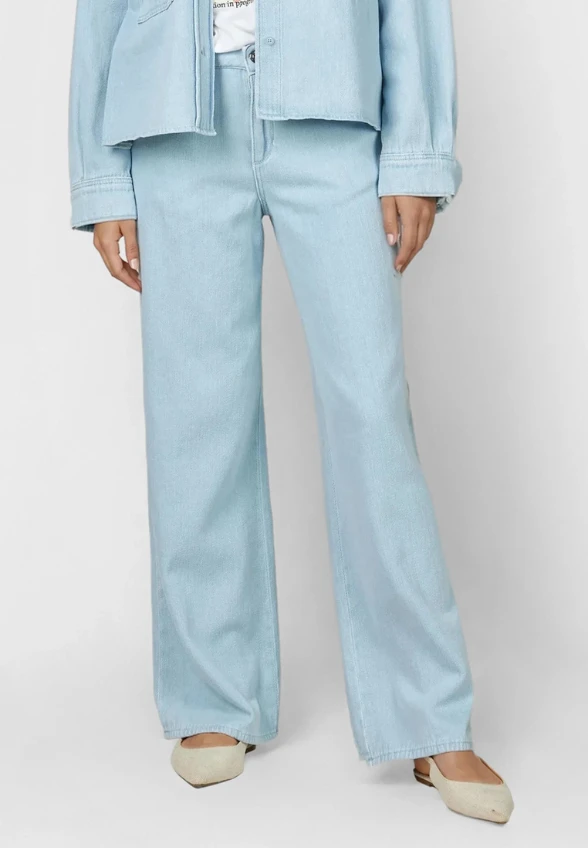 SPODNIE JEANSOWE WIDE-FIT BŁĘKITNE