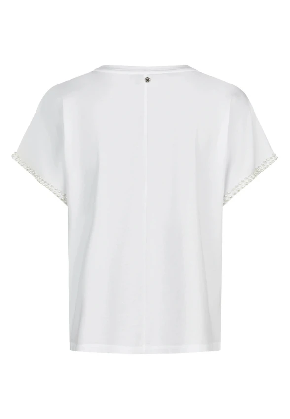 T-SHIRT Z KORALIKOWYM HAFTEM BIAŁY