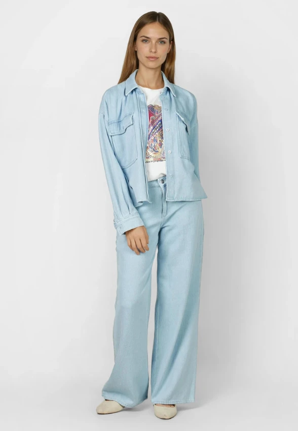 KOSZULA JEANSOWA OVERSIZE BŁĘKITNA