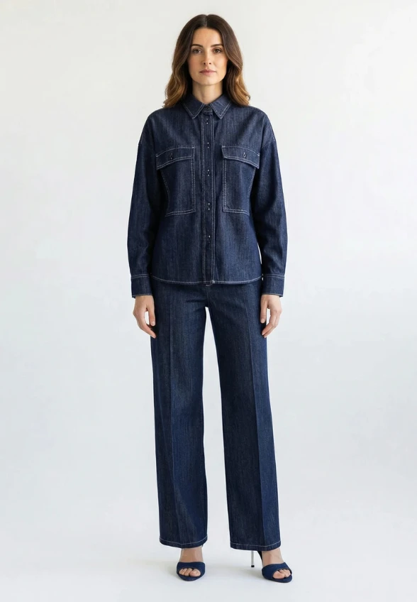 KOSZULA JEANSOWA OVERSIZE GRANATOWA