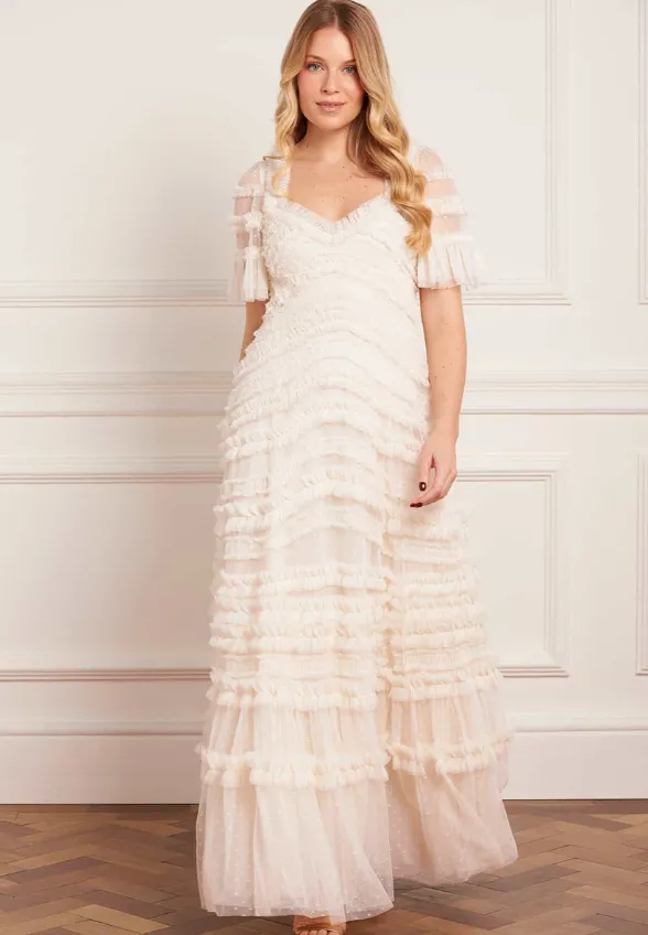 SUKIENKA AMARA RUFFLE GOWN KREMOWA