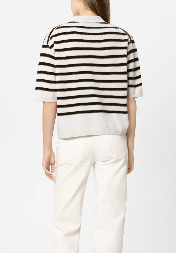 SWETER POLO W PASKI CZARNO-BIAŁY