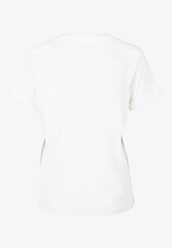 T-SHIRT Z NASZYWKĄ BIAŁY