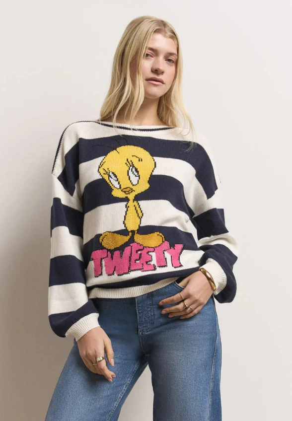 SWETER W PASKI TWEETY GRANATOWY