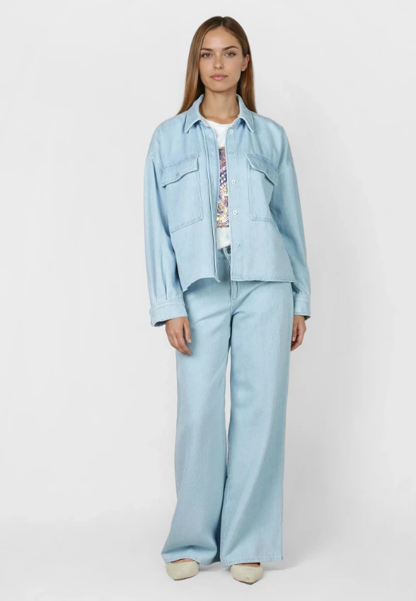 SPODNIE JEANSOWE WIDE-FIT BŁĘKITNE