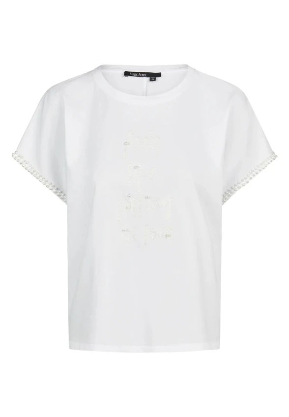 T-SHIRT Z KORALIKOWYM HAFTEM BIAŁY
