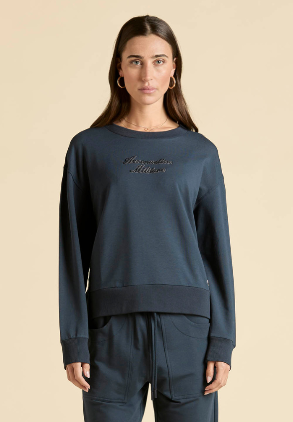 BLUZA Z HAFTEM GRANATOWA