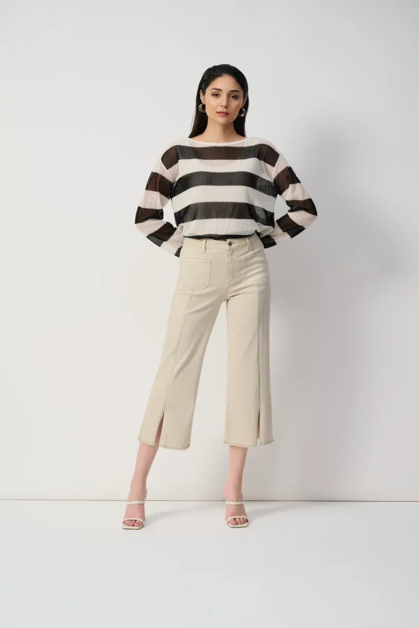 SPODNIE JEANSOWE CULOTTE KREMOWE