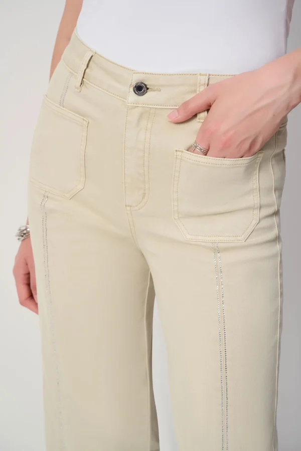 SPODNIE JEANSOWE CULOTTE KREMOWE