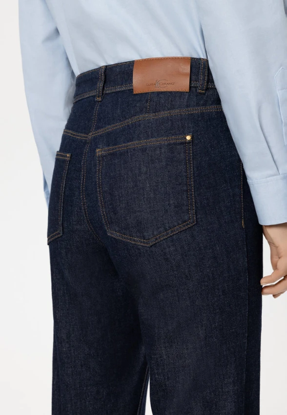 SPODNIE JEANSOWE BAWEŁNIANE WIDE-FIT GRANATOWE