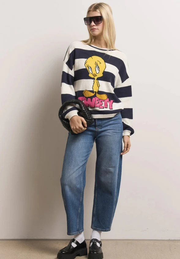 SWETER W PASKI TWEETY GRANATOWY
