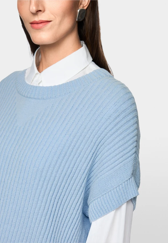 SWETER Z GRUBEJ DZIANINY BŁĘKITNY