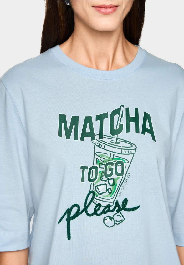 T-SHIRT Z NADRUKIEM MATCHA BŁĘKITNY