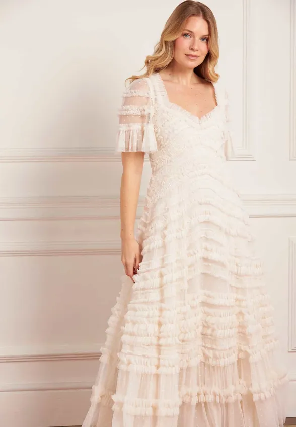 SUKIENKA AMARA RUFFLE GOWN KREMOWA