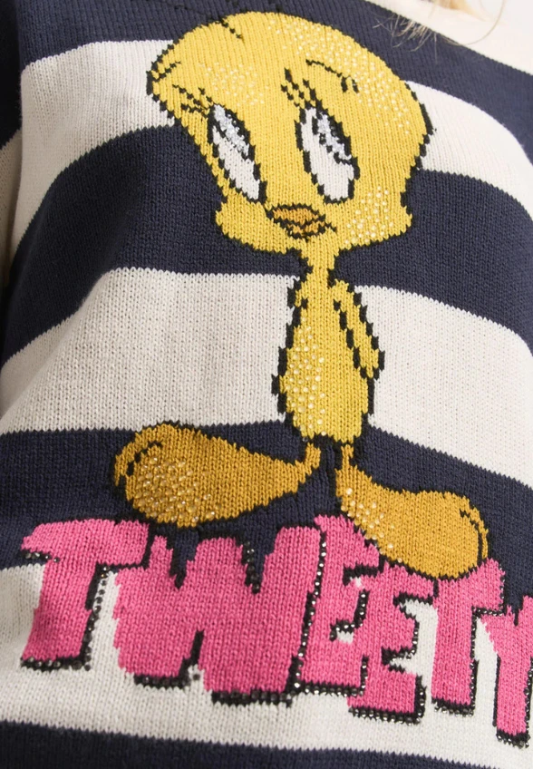 SWETER W PASKI TWEETY GRANATOWY