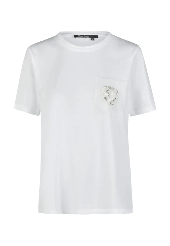 T-SHIRT BAWEŁNIANY Z KIESZONKĄ BIAŁY