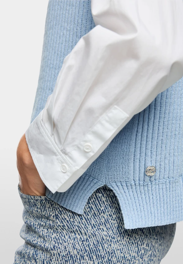 SWETER Z GRUBEJ DZIANINY BŁĘKITNY