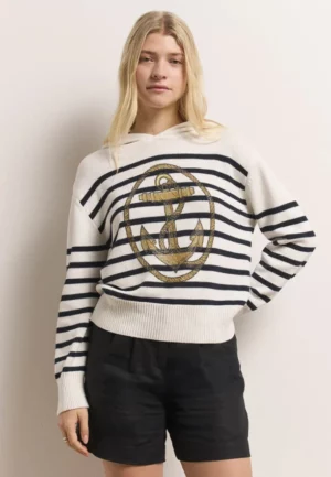 BLUZA DZIANINOWA Z KAPTUREM BIAŁA