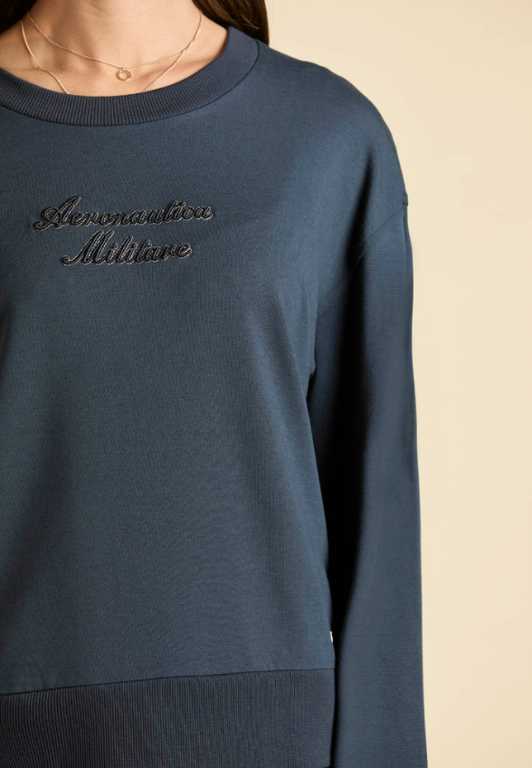 BLUZA Z HAFTEM GRANATOWA