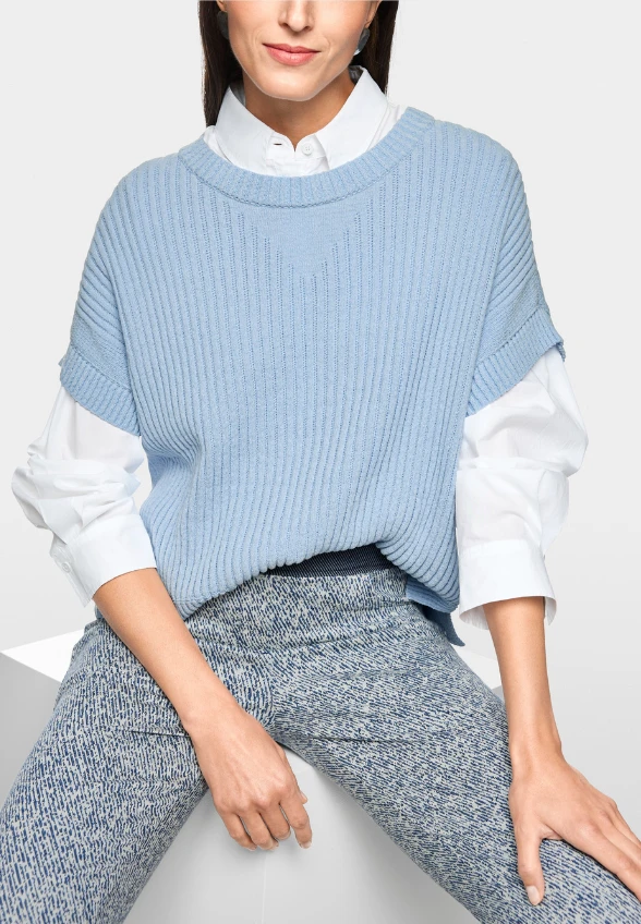 SWETER Z GRUBEJ DZIANINY BŁĘKITNY