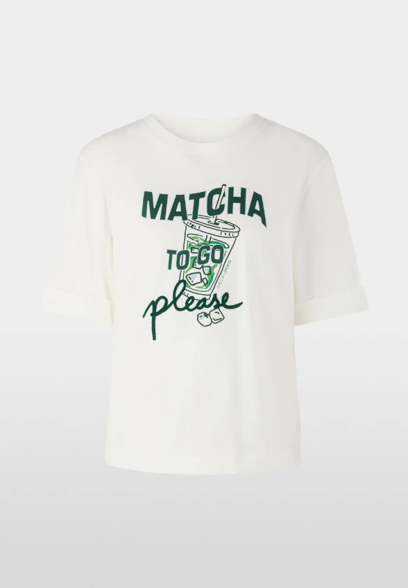 T-SHIRT Z NADRUKIEM MATCHA BIAŁY