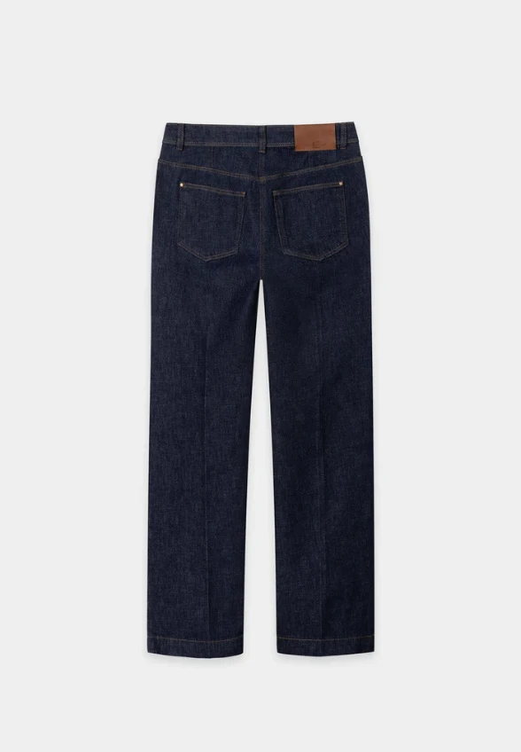 SPODNIE JEANSOWE BAWEŁNIANE WIDE-FIT GRANATOWE