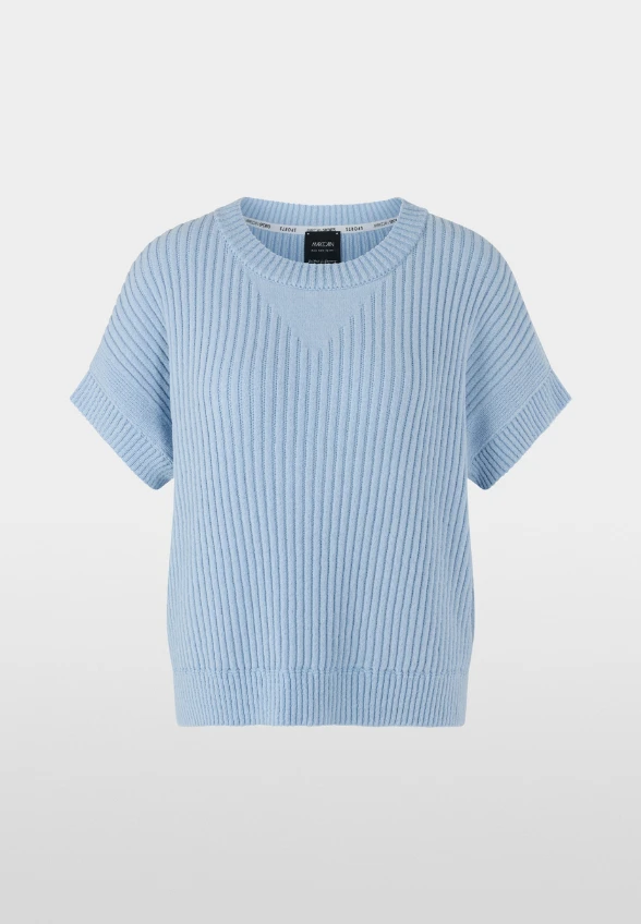 SWETER Z GRUBEJ DZIANINY BŁĘKITNY