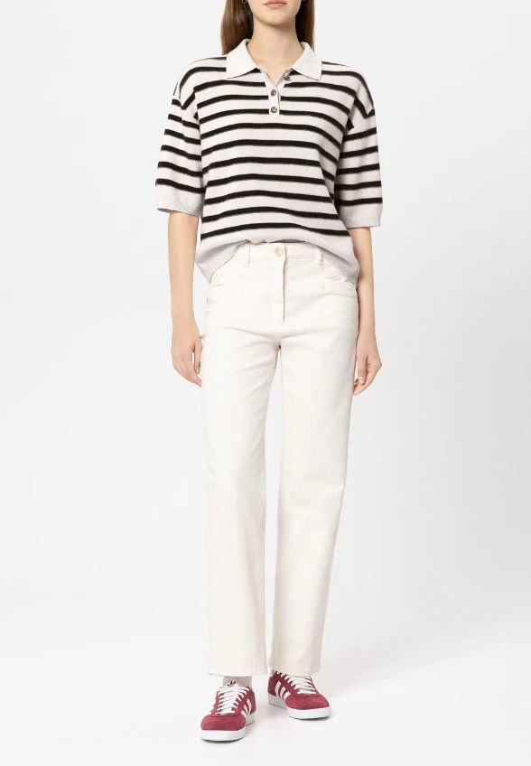 SWETER POLO W PASKI CZARNO-BIAŁY