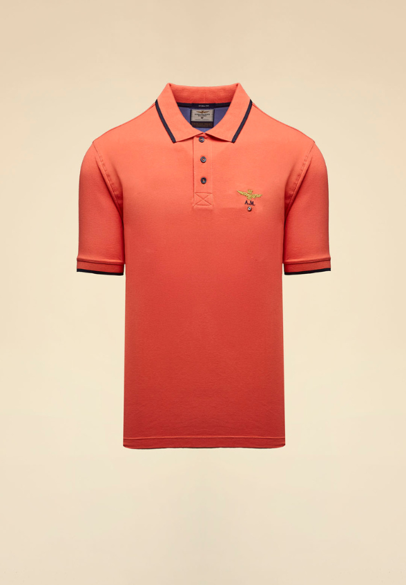BLUZKA MĘSKA POLO Z LOGO POMARAŃCZOWA