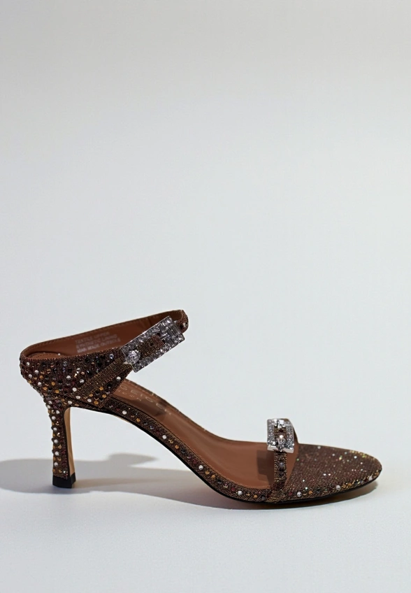 SANDAŁY STRASS DOUBLE BRĄZOWE