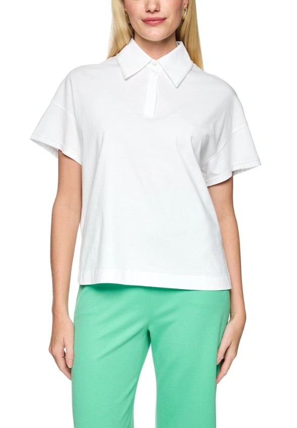 T-SHIRT BAWEŁNIANY Z POLO BIAŁY