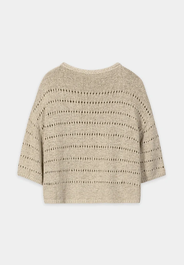 SWETER Z WZOREM AJOUR BEŻOWY