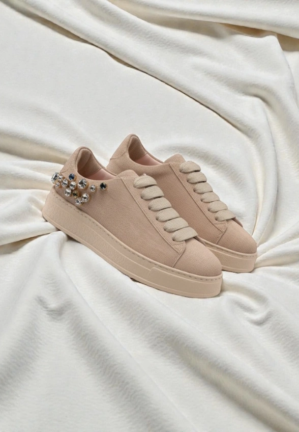 SNEAKERSY GIULY STRASS JASNY BRĄZ