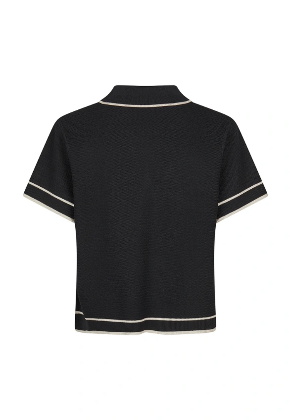 T-SHIRT Z KONTRASTOWYMI BRZEGAMI CZARNY