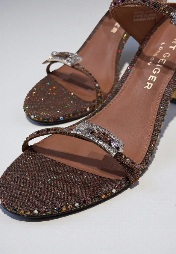 SANDAŁY STRASS DOUBLE BRĄZOWE