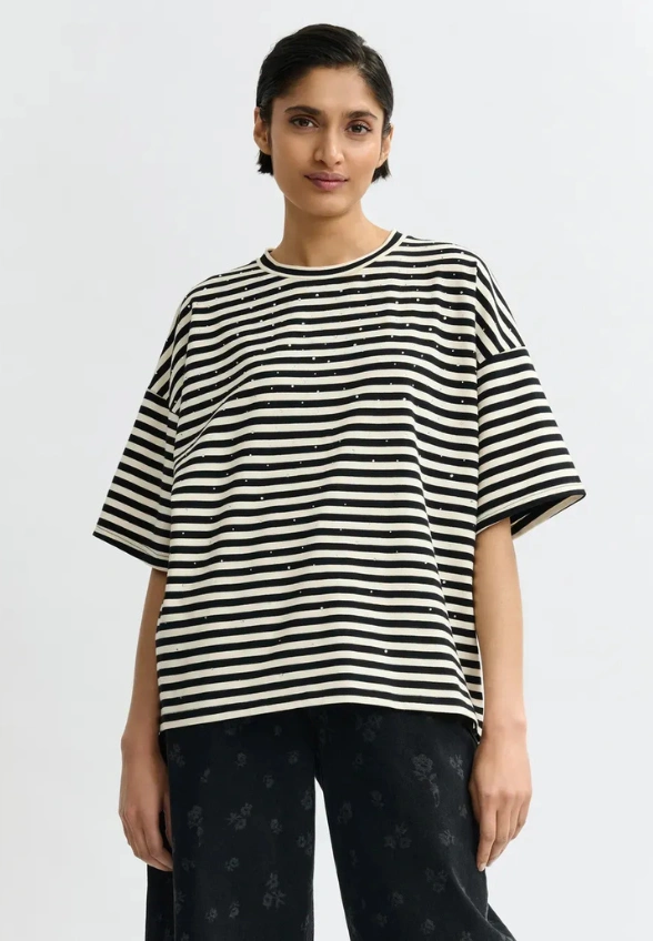 BLUZKA OVERSIZE BIAŁO-CZARNA