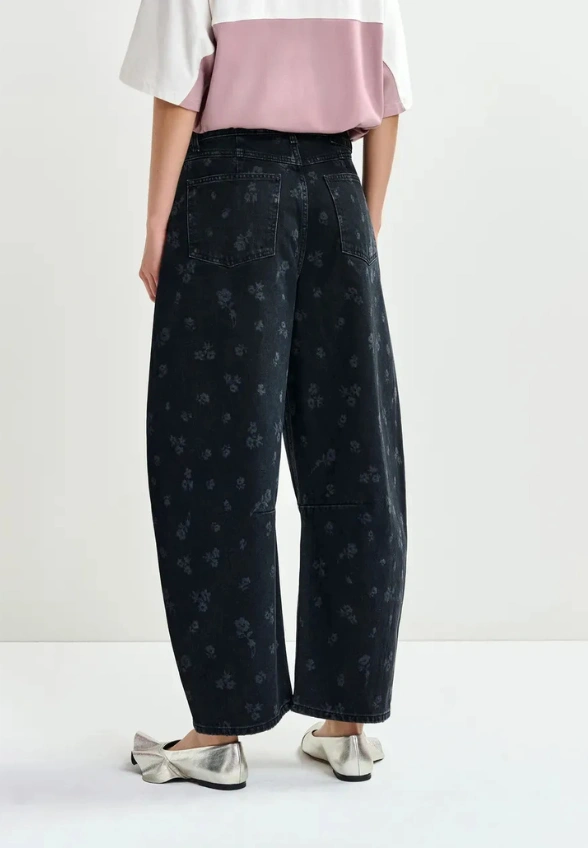 SPODNIE JEANSOWE BARREL-LEG CZARNE