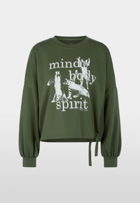 BLUZA Z NADRUKIEM KOTA OLIWKOWA ZIELEŃ