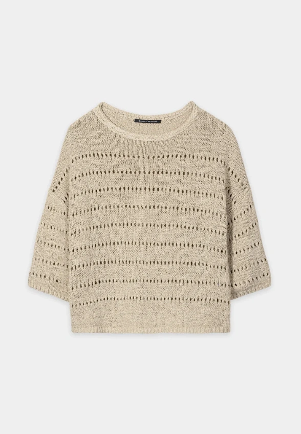 SWETER Z WZOREM AJOUR BEŻOWY