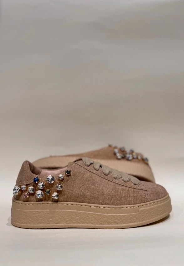 SNEAKERSY GIULY STRASS JASNY BRĄZ