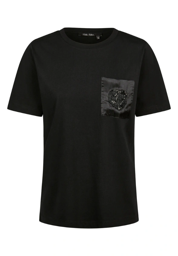 T-SHIRT BAWEŁNIANY Z KIESZONKĄ CZARNY
