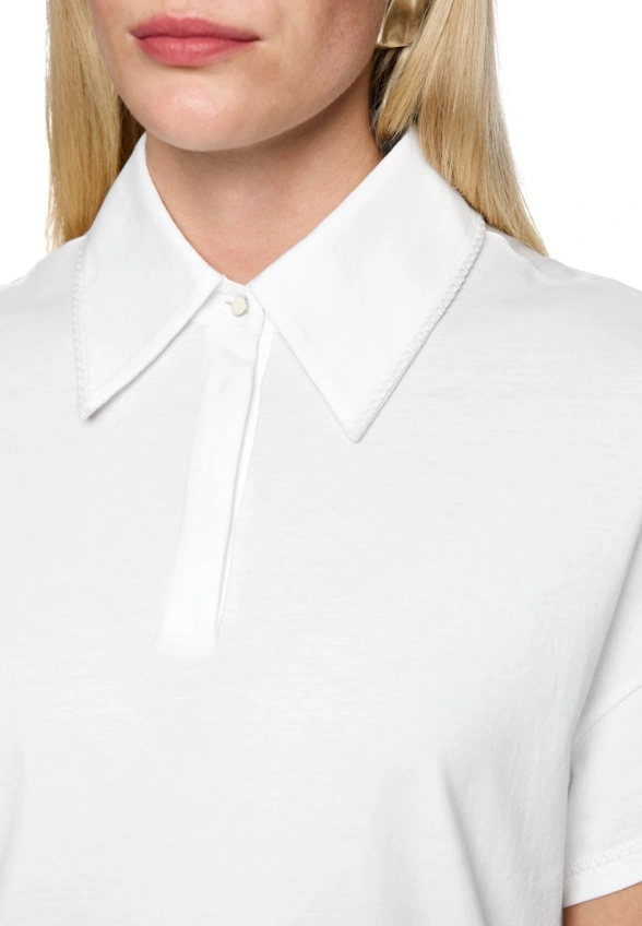 T-SHIRT BAWEŁNIANY Z POLO BIAŁY