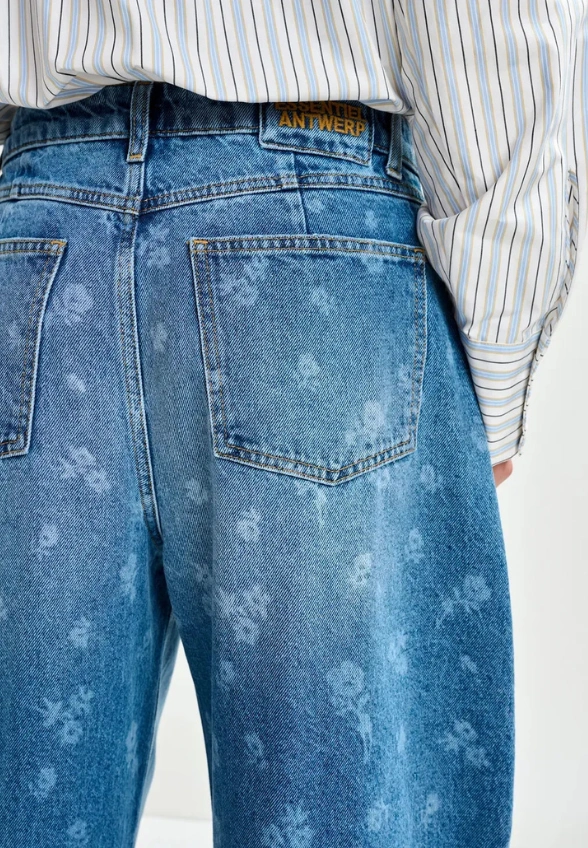 SPODNIE JEANSOWE BARREL-LEG CROPPED NIEBIESKIE