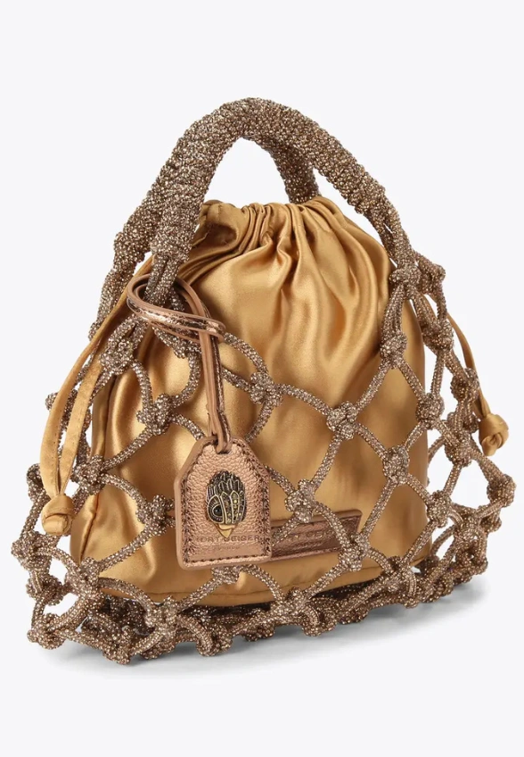 TOREBKA MACRAME CRYSTAL ZŁOTY BRĄZ